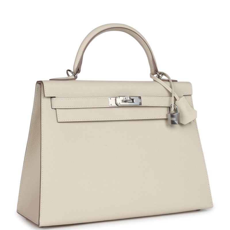 Hermes Kelly Sellier 32 Craie Epsom Palladium Hardware - Image 2