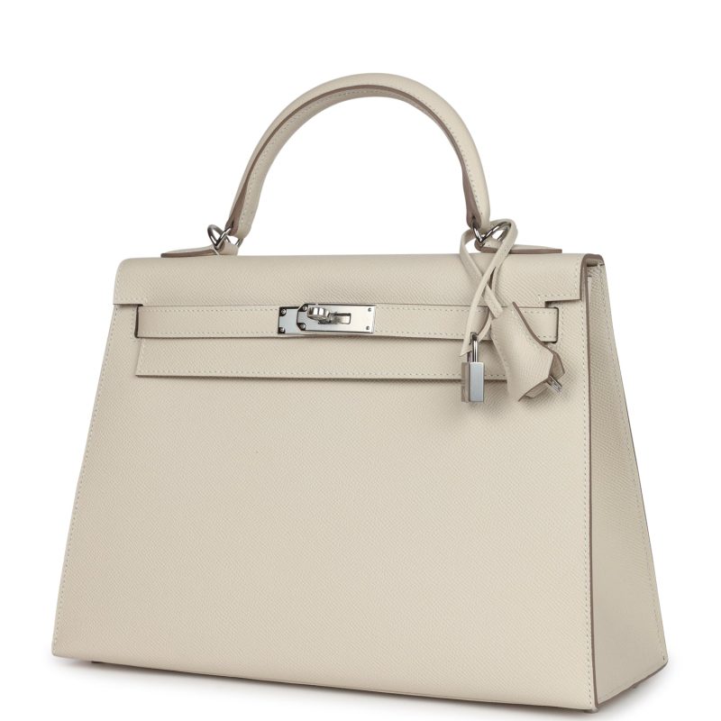 Hermes Kelly Sellier 32 Craie Epsom Palladium Hardware - Image 3
