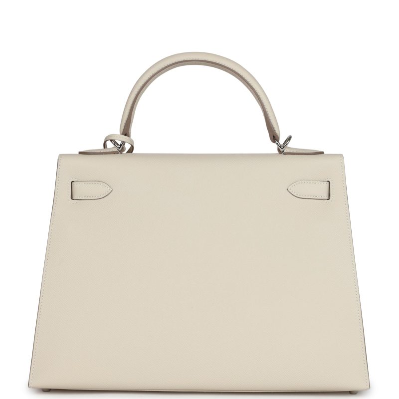 Hermes Kelly Sellier 32 Craie Epsom Palladium Hardware - Image 4