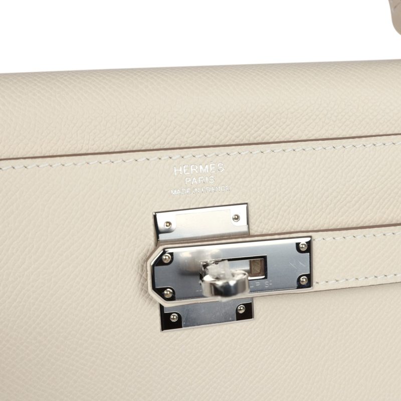 Hermes Kelly Sellier 32 Craie Epsom Palladium Hardware - Image 6
