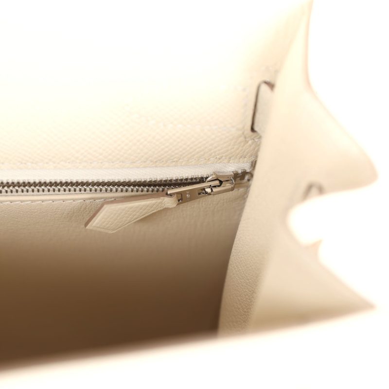 Hermes Kelly Sellier 32 Craie Epsom Palladium Hardware - Image 8
