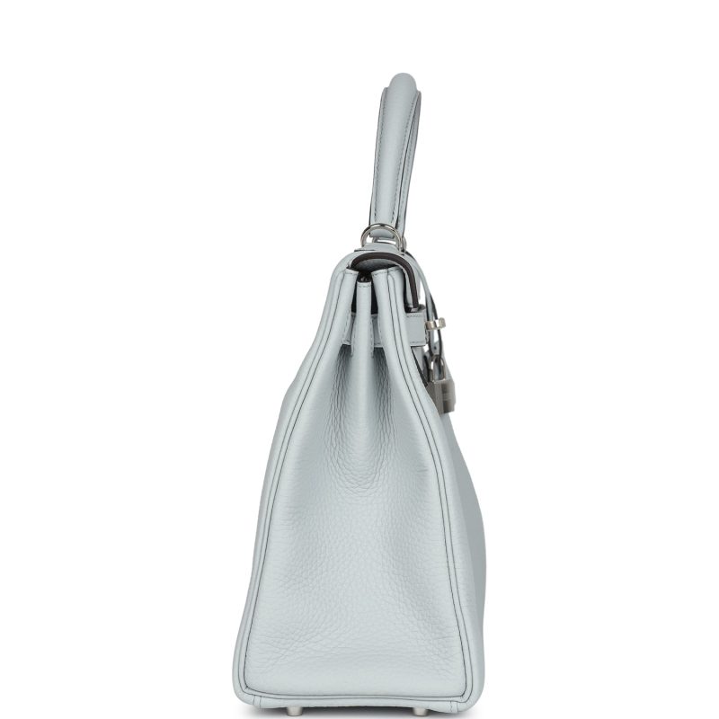 Hermes Kelly Retourne 32 Bleu Pale Clemence Palladium Hardware - Image 3