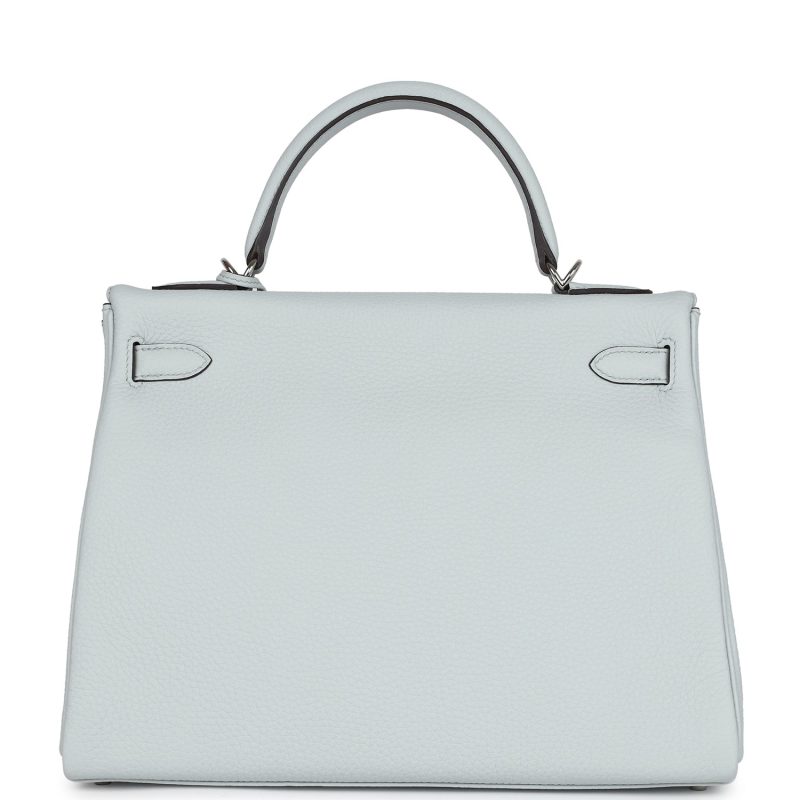 Hermes Kelly Retourne 32 Bleu Pale Clemence Palladium Hardware - Image 4