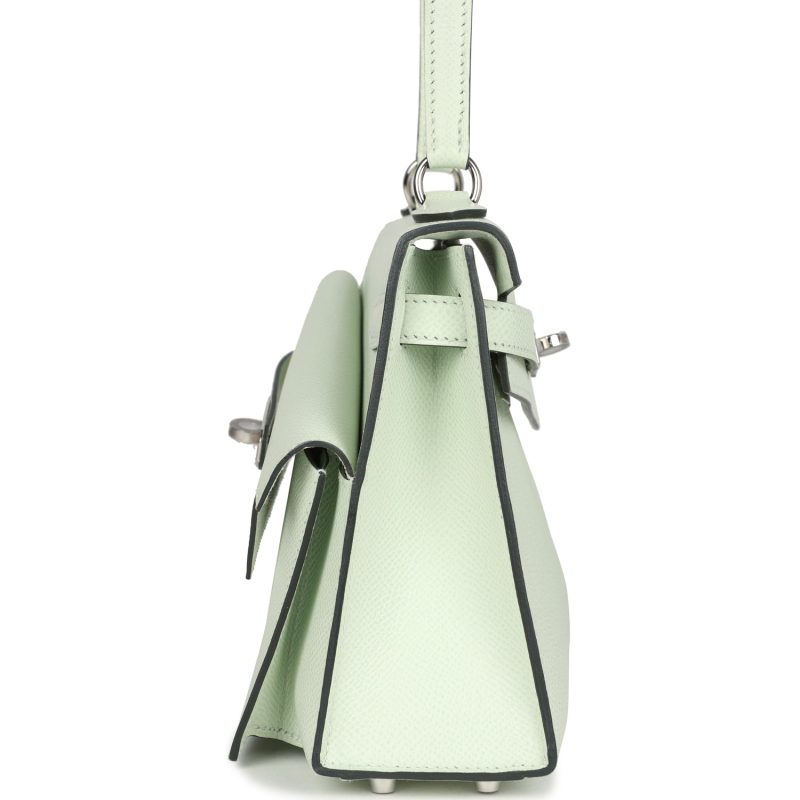 Hermes Kelly Sellier en Desordre 20 Vert Fizz Epsom Palladium Hardware - Image 4