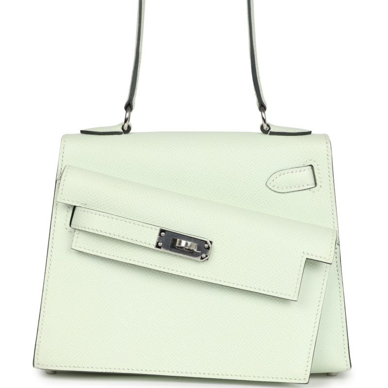 Hermes Kelly Sellier en Desordre 20 Vert Fizz Epsom Palladium Hardware - Image 5