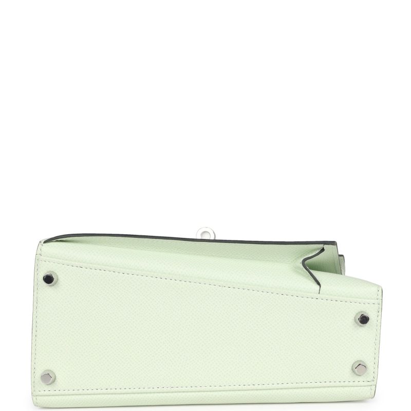 Hermes Kelly Sellier en Desordre 20 Vert Fizz Epsom Palladium Hardware - Image 7