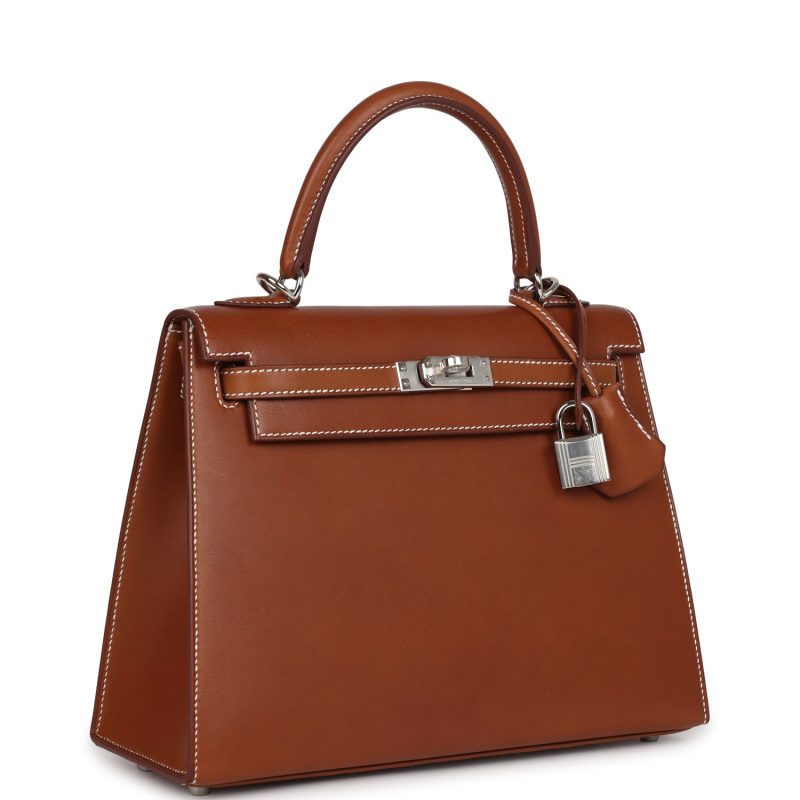 Hermes Kelly Sellier 25 Fauve Barenia Palladium Hardware - Image 2