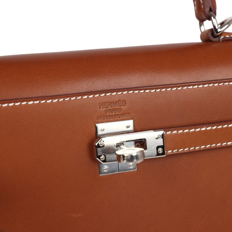 Hermes Kelly Sellier 25 Fauve Barenia Palladium Hardware - Image 6
