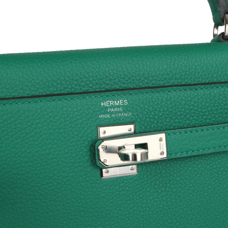 Hermes Kelly Retourne 25 Vert Vertigo Togo Palladium Hardware - Image 6