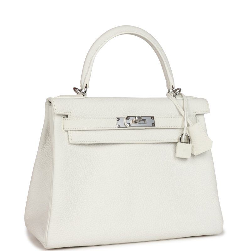 Hermes Kelly Retourne 28 White Clemence Palladium Hardware - Image 2