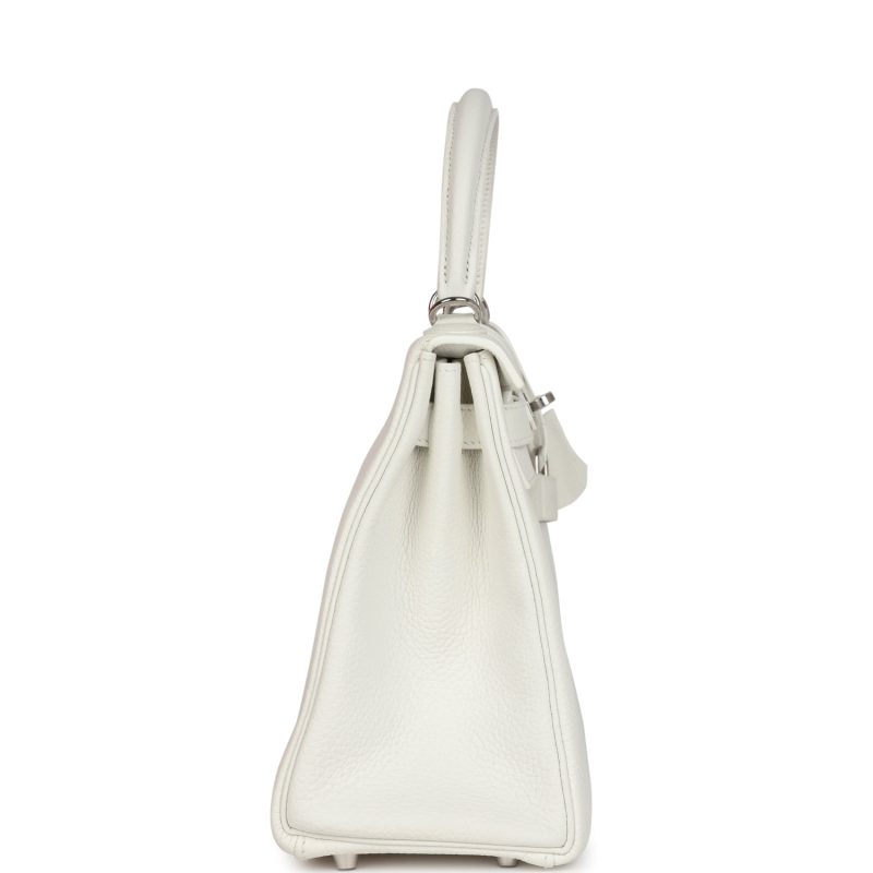 Hermes Kelly Retourne 28 White Clemence Palladium Hardware - Image 4