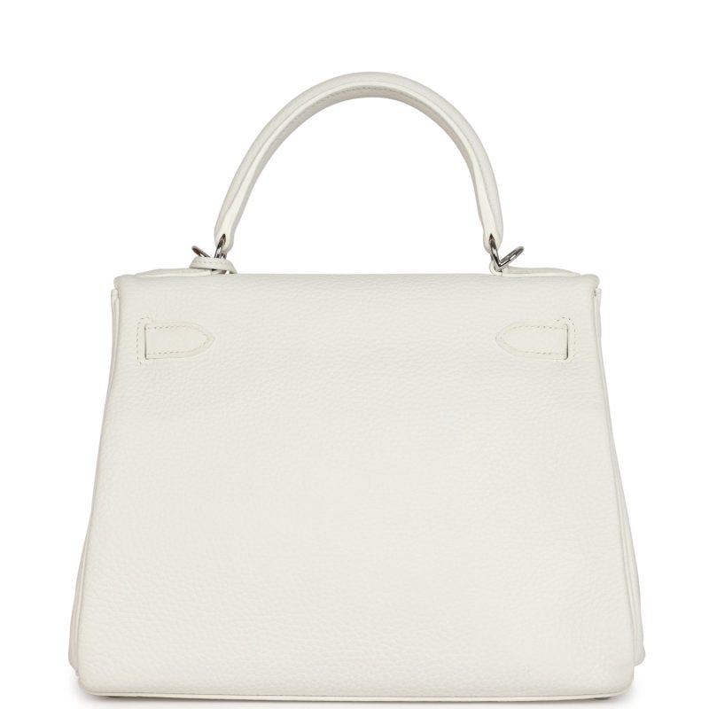 Hermes Kelly Retourne 28 White Clemence Palladium Hardware - Image 5