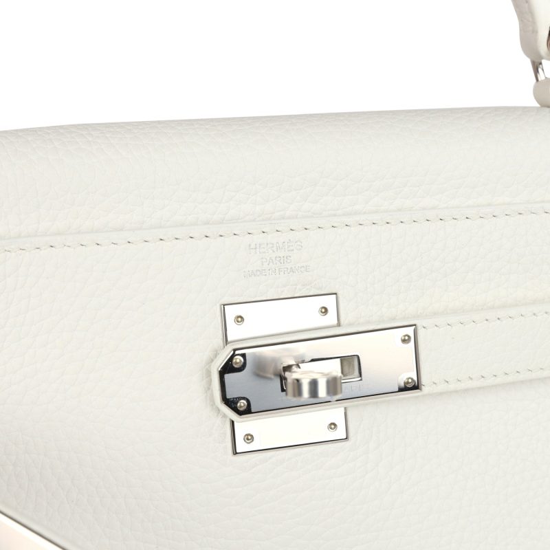 Hermes Kelly Retourne 28 White Clemence Palladium Hardware - Image 7