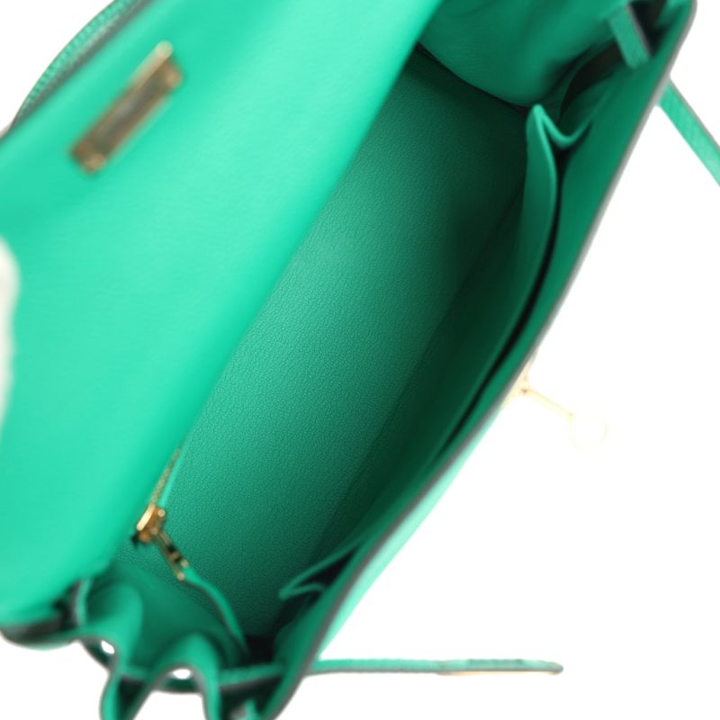 Hermes Kelly Retourne 25 Menthe Togo and Varanus Niloticus Lizard Touch Permabrass - Image 7