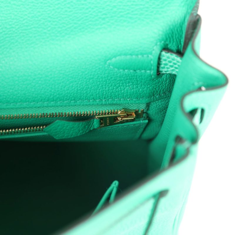 Hermes Kelly Retourne 25 Menthe Togo and Varanus Niloticus Lizard Touch Permabrass - Image 8