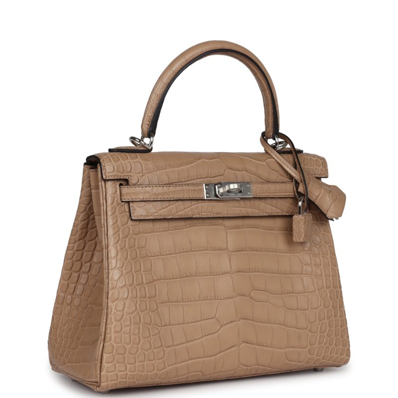 Hermes Kelly Retourne 25 Chai Matte Alligator Palladium Hardware - Image 2