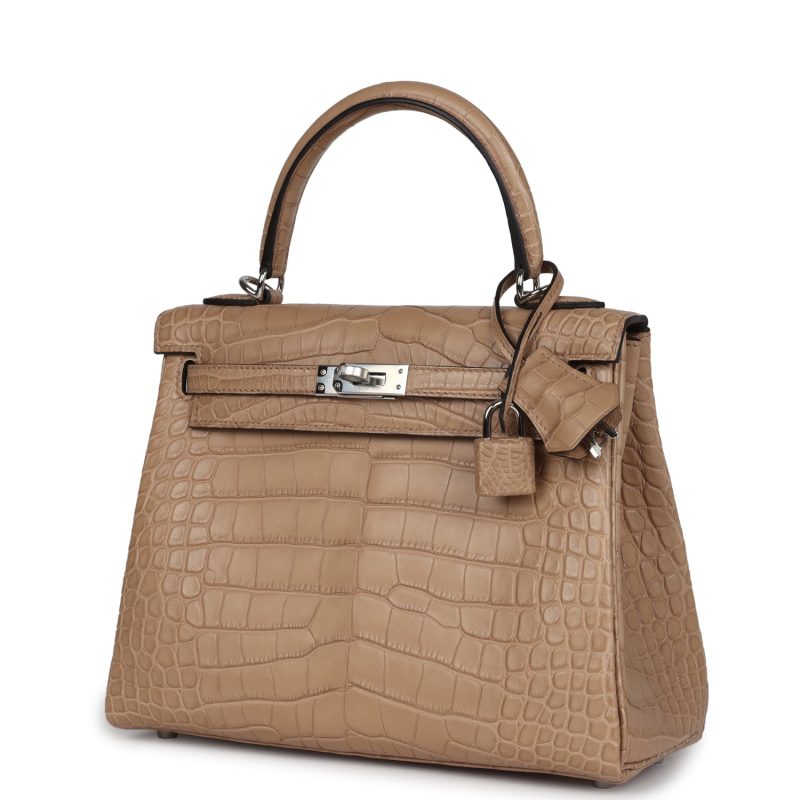 Hermes Kelly Retourne 25 Chai Matte Alligator Palladium Hardware - Image 3