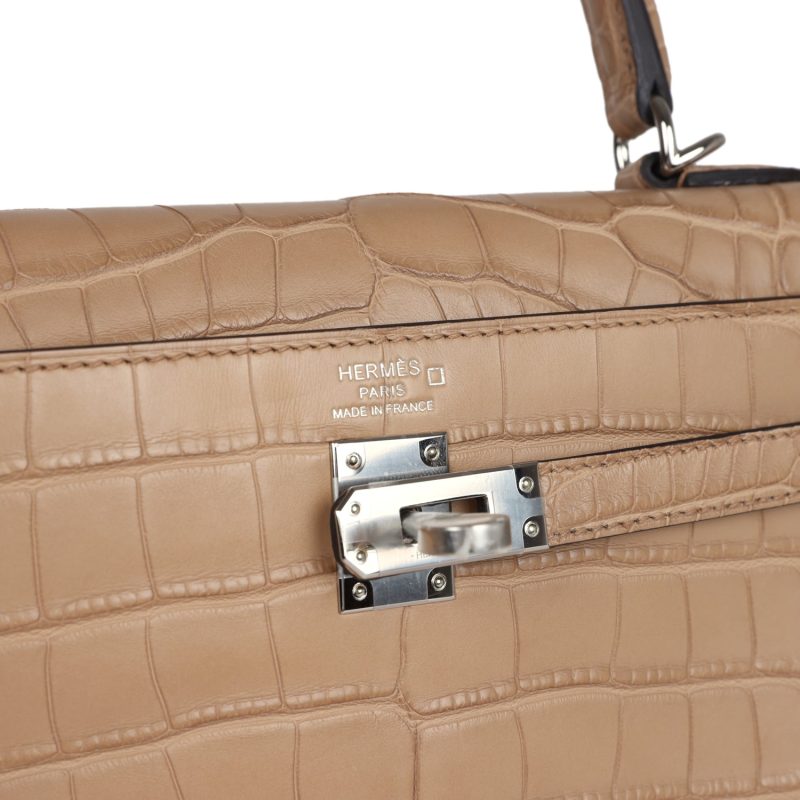 Hermes Kelly Retourne 25 Chai Matte Alligator Palladium Hardware - Image 7
