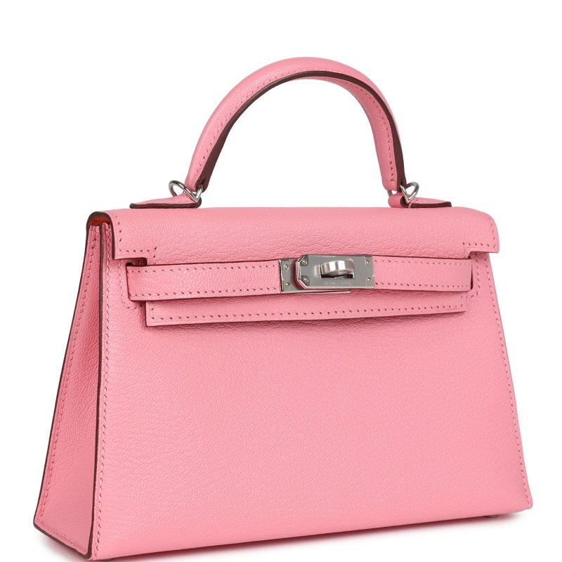 Hermes Kelly Sellier 20 Rose Confetti Verso Chevre Palladium Hardware - Image 2