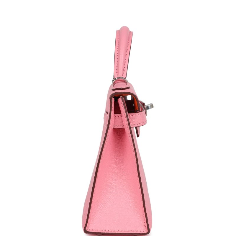 Hermes Kelly Sellier 20 Rose Confetti Verso Chevre Palladium Hardware - Image 4