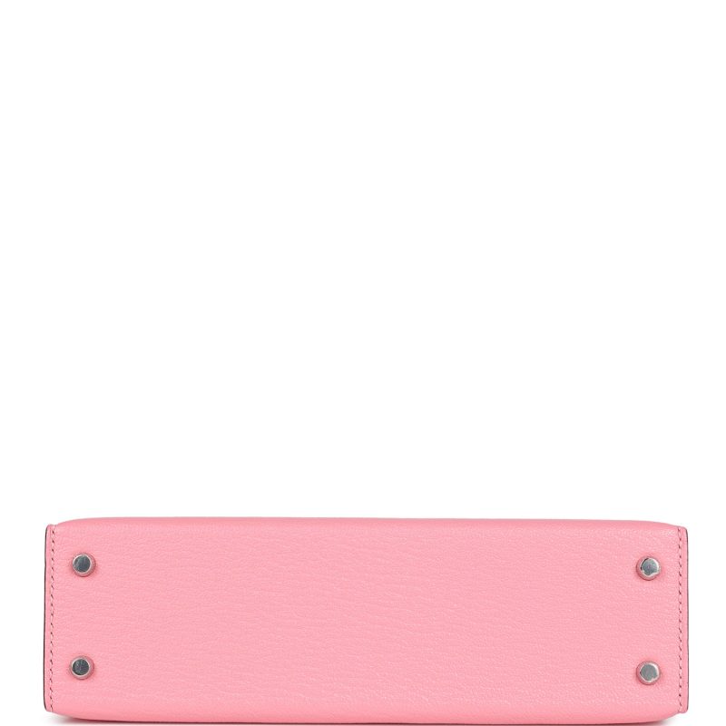 Hermes Kelly Sellier 20 Rose Confetti Verso Chevre Palladium Hardware - Image 6