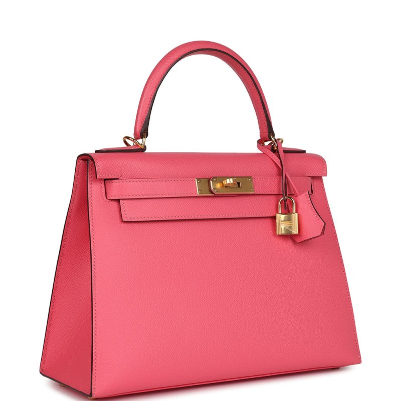 Hermes Kelly Sellier 28 Rose Azalee Epsom Gold Hardware - Image 2