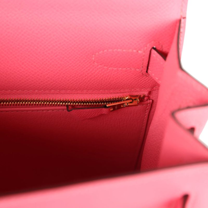 Hermes Kelly Sellier 28 Rose Azalee Epsom Gold Hardware - Image 8