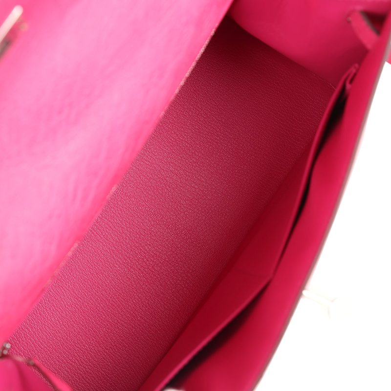Hermes Kelly Sellier 28 Rose Tyrien Ostrich Palladium Hardware - Image 8