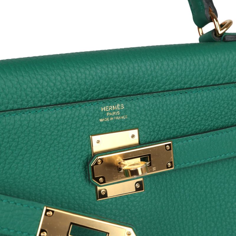 Hermes Kelly Retourne 28 Vert Vertigo Clemence Gold Hardware - Image 6