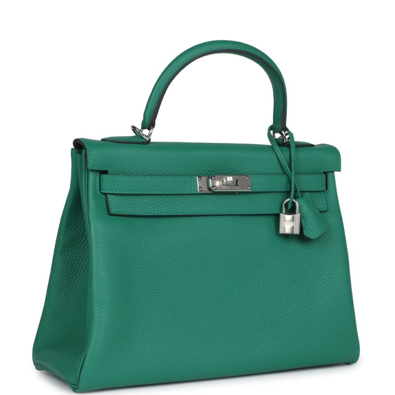 Hermes Kelly Retourne 32 Vert Vertigo Clemence Palladium Hardware - Image 2