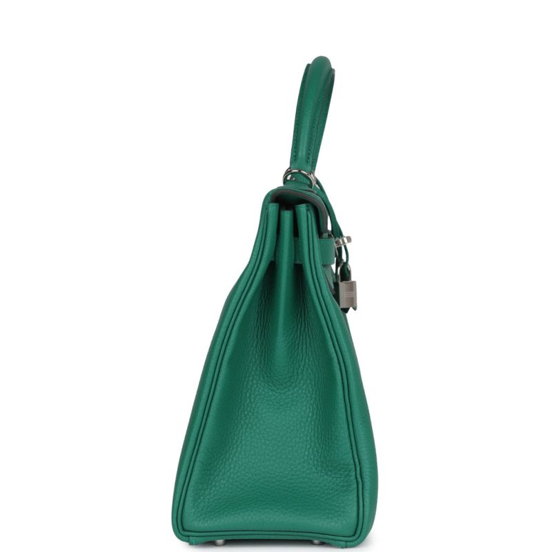 Hermes Kelly Retourne 32 Vert Vertigo Clemence Palladium Hardware - Image 3