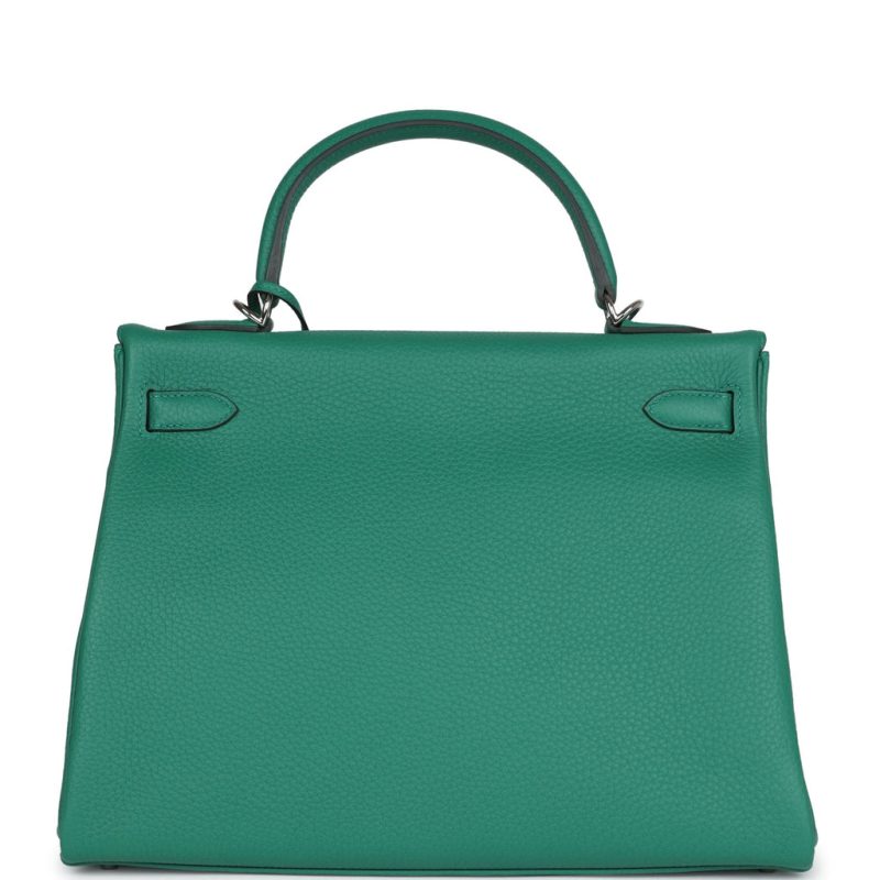 Hermes Kelly Retourne 32 Vert Vertigo Clemence Palladium Hardware - Image 4