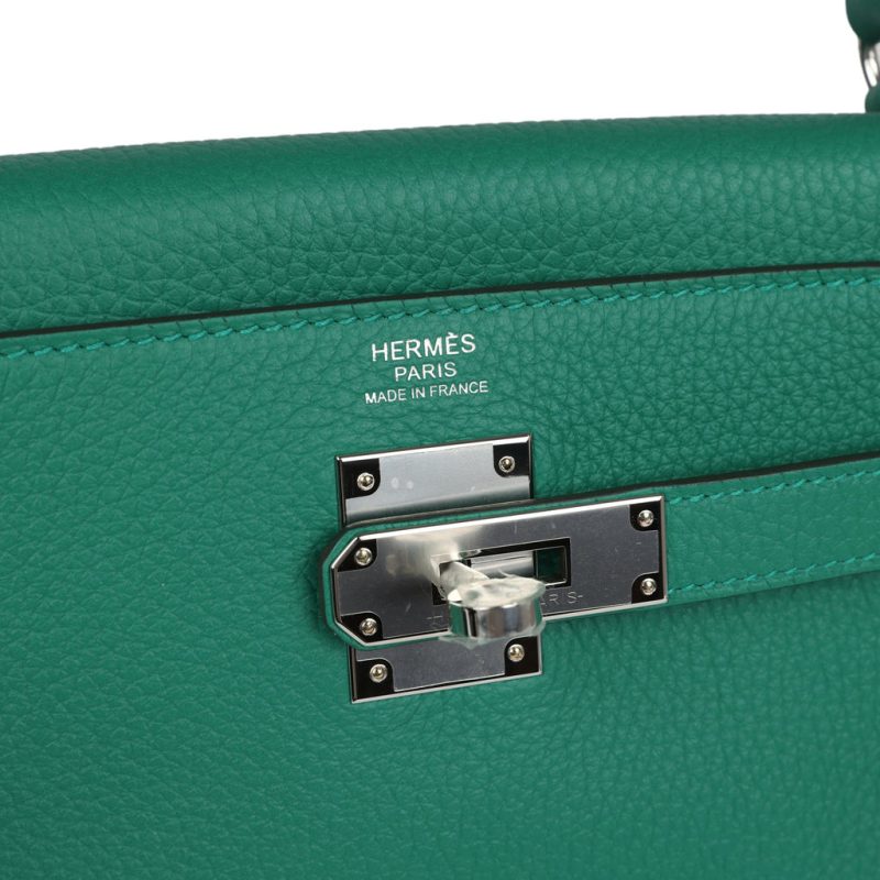 Hermes Kelly Retourne 32 Vert Vertigo Clemence Palladium Hardware - Image 6