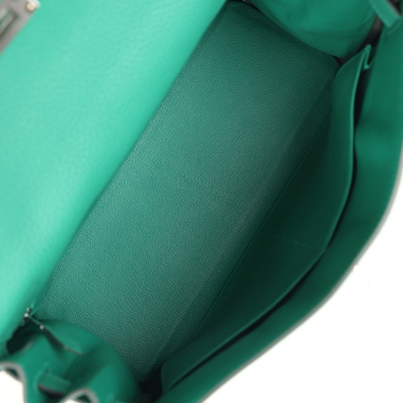 Hermes Kelly Retourne 32 Vert Vertigo Clemence Palladium Hardware - Image 7