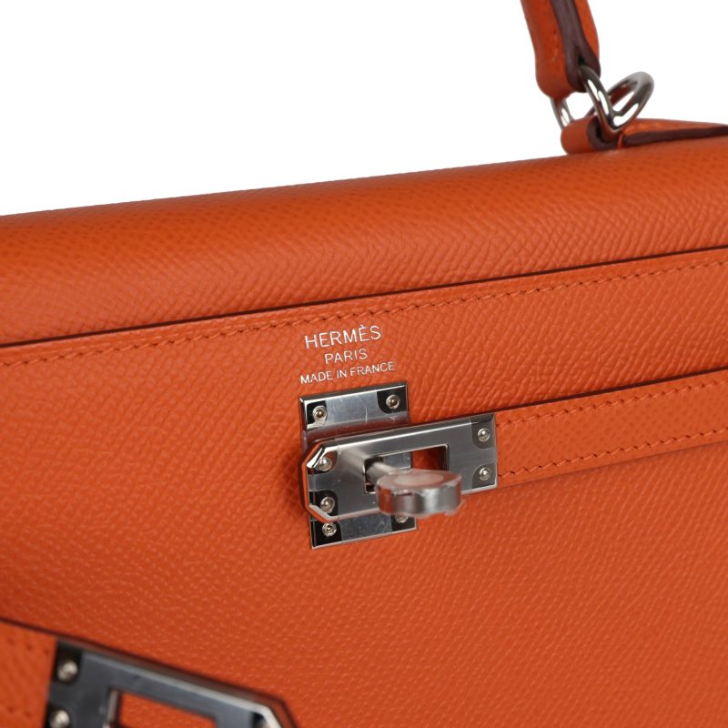 Hermes Kelly Sellier 25 Orange Epsom Palladium Hardware - Image 6