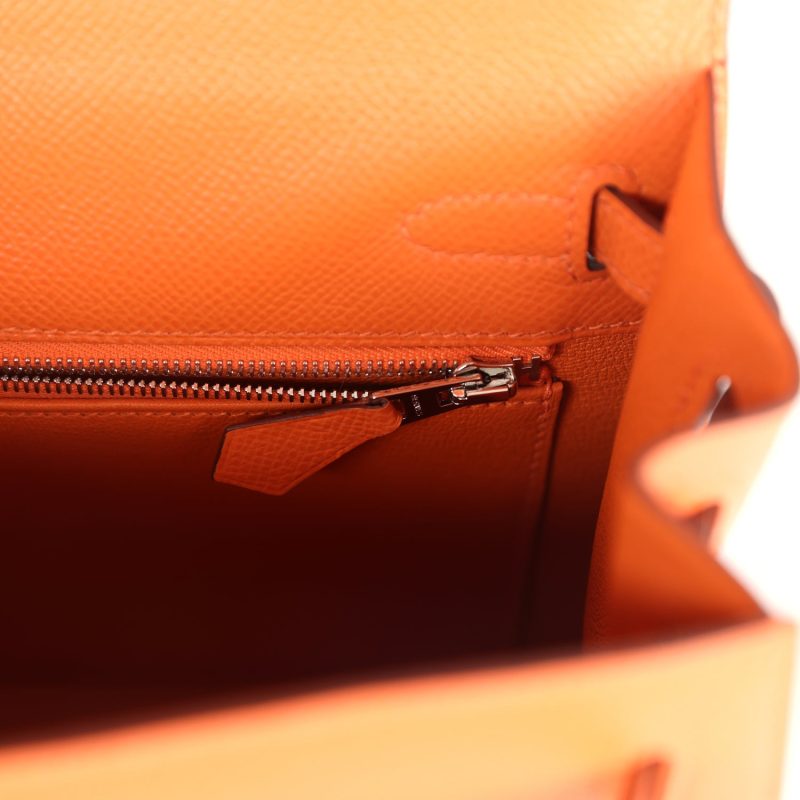 Hermes Kelly Sellier 25 Orange Epsom Palladium Hardware - Image 8