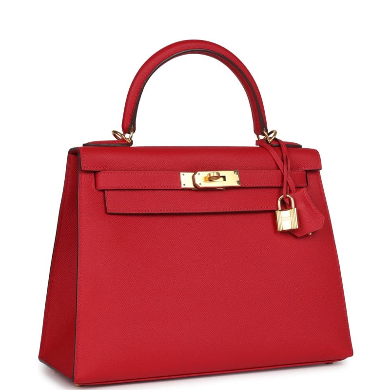 Hermes Kelly Sellier 28 Rouge Casaque Epsom Gold Hardware - Image 2