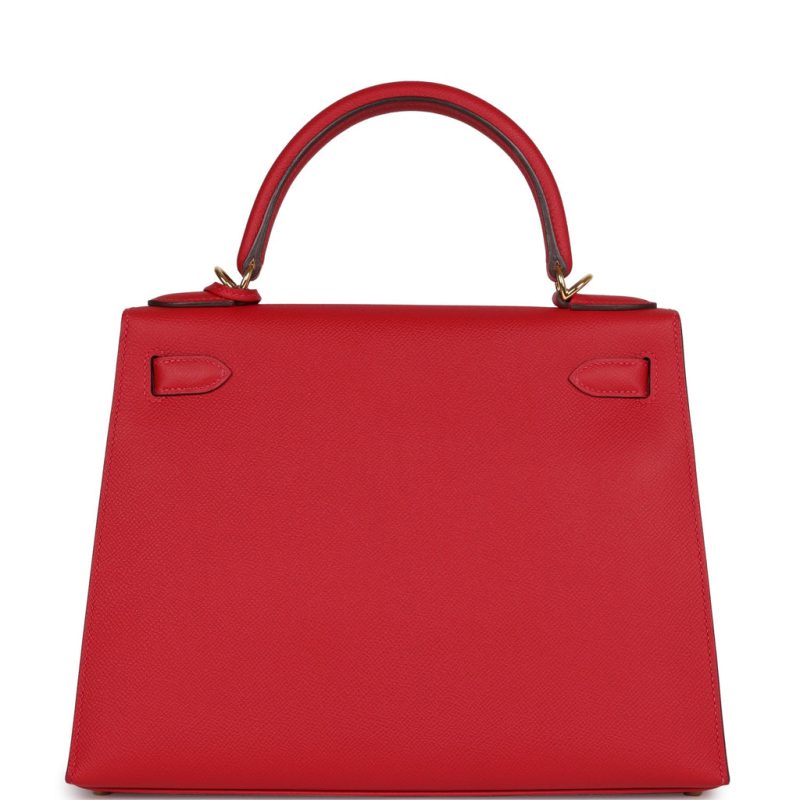 Hermes Kelly Sellier 28 Rouge Casaque Epsom Gold Hardware - Image 4