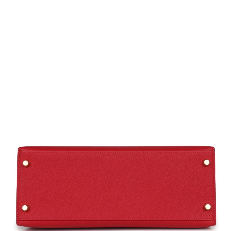 Hermes Kelly Sellier 28 Rouge Casaque Epsom Gold Hardware - Image 5