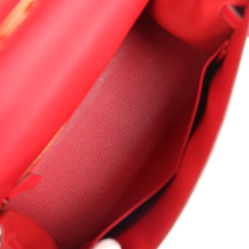 Hermes Kelly Sellier 28 Rouge Casaque Epsom Gold Hardware - Image 6