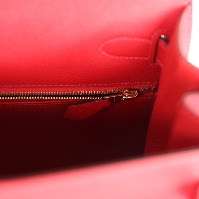 Hermes Kelly Sellier 28 Rouge Casaque Epsom Gold Hardware - Image 7