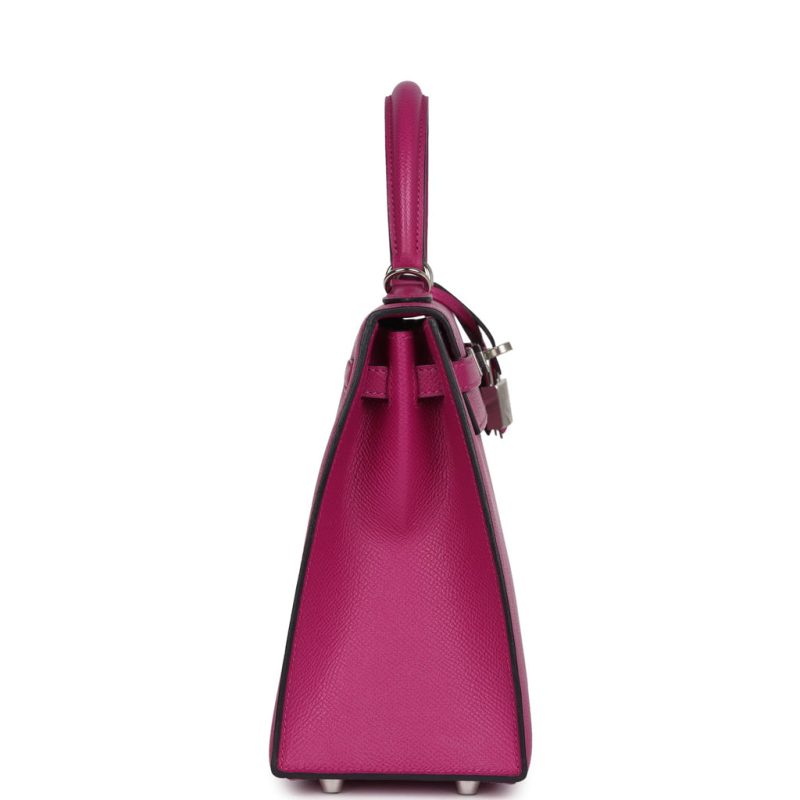 Hermes Kelly Sellier 25 Rose Pourpre Epsom Palladium Hardware - Image 3