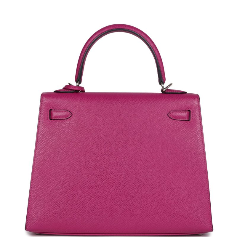 Hermes Kelly Sellier 25 Rose Pourpre Epsom Palladium Hardware - Image 4