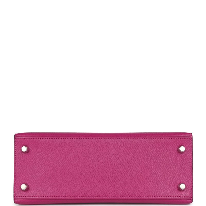 Hermes Kelly Sellier 25 Rose Pourpre Epsom Palladium Hardware - Image 5