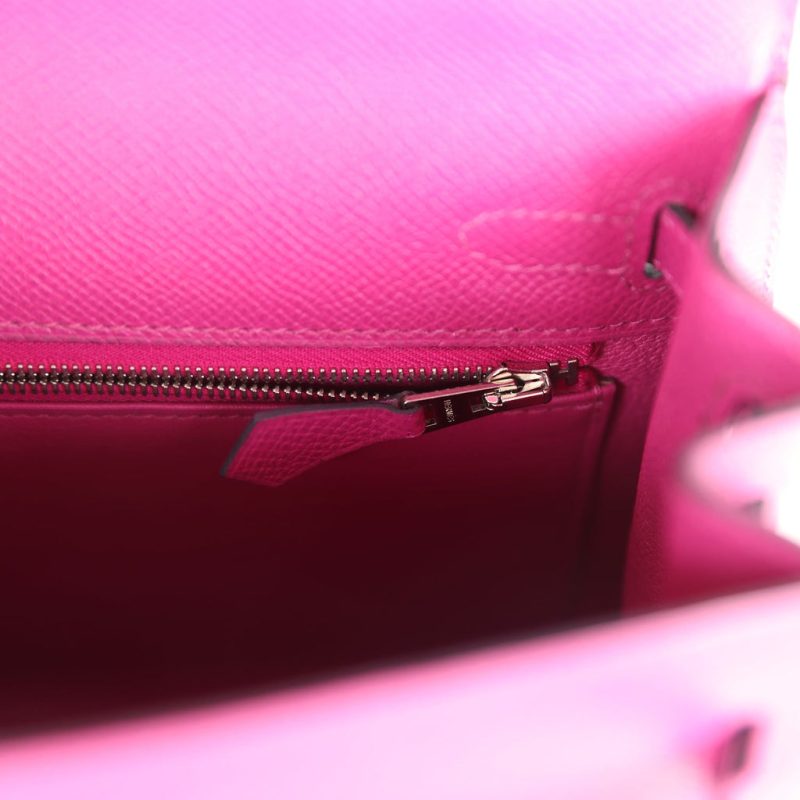 Hermes Kelly Sellier 25 Rose Pourpre Epsom Palladium Hardware - Image 8