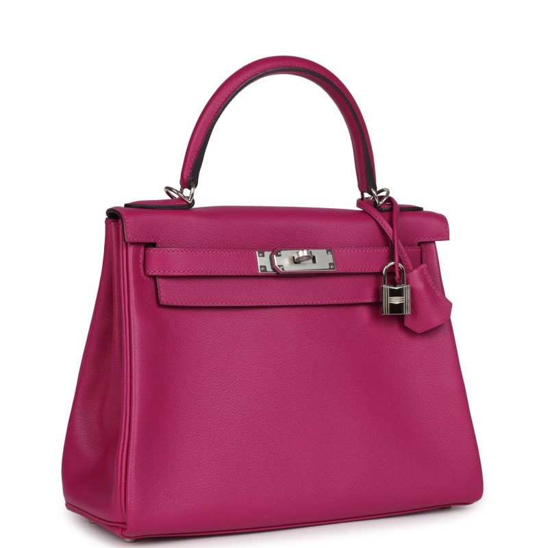 Hermes Kelly Retourne 28 Rose Poupre Evercolor Palladium Hardware - Image 2