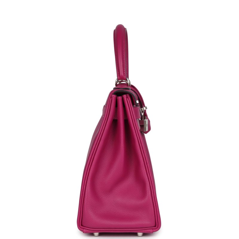 Hermes Kelly Retourne 28 Rose Poupre Evercolor Palladium Hardware - Image 3