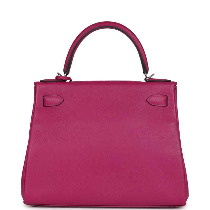 Hermes Kelly Retourne 28 Rose Poupre Evercolor Palladium Hardware - Image 4