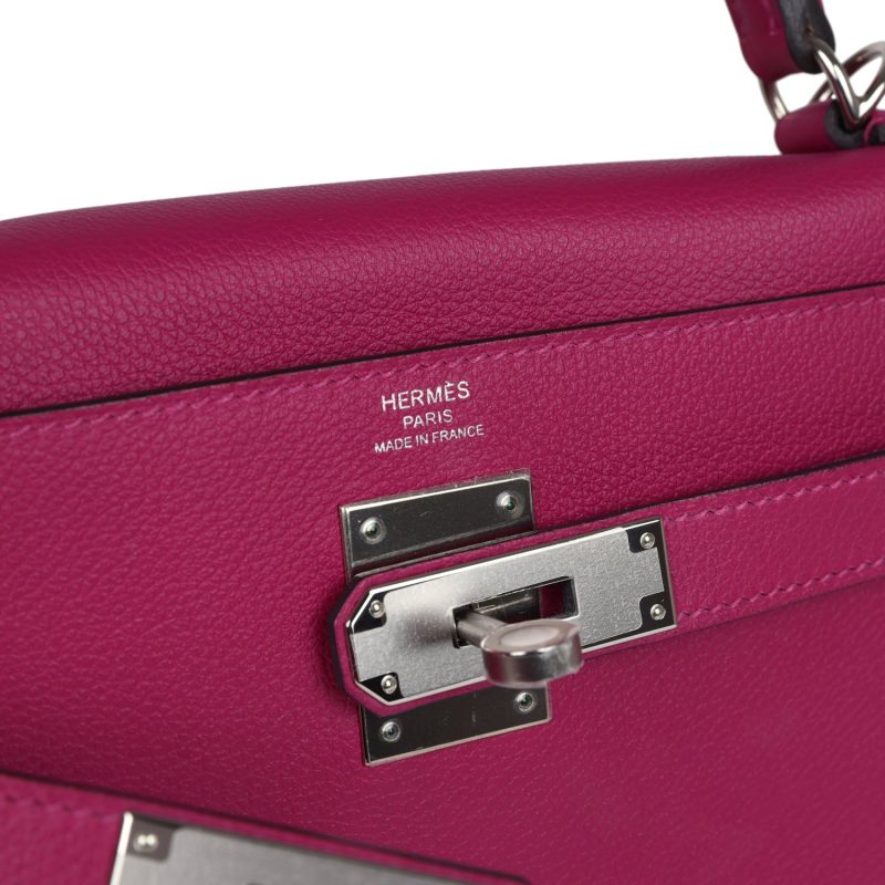 Hermes Kelly Retourne 28 Rose Poupre Evercolor Palladium Hardware - Image 6