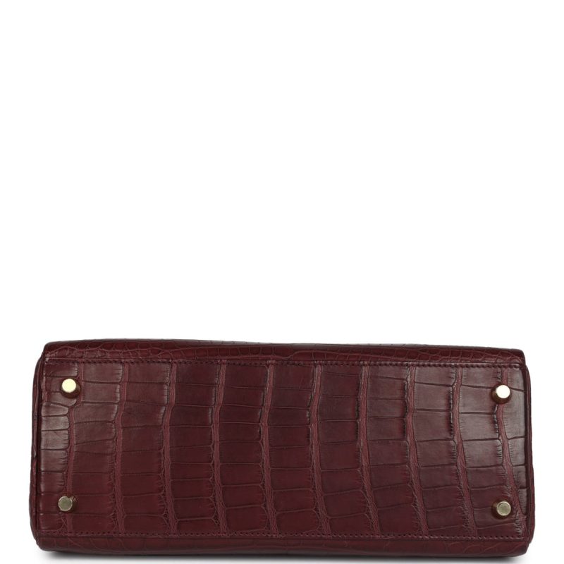 Hermes Kelly Retourne 28 Bordeaux Matte Alligator Gold Hardware - Image 5